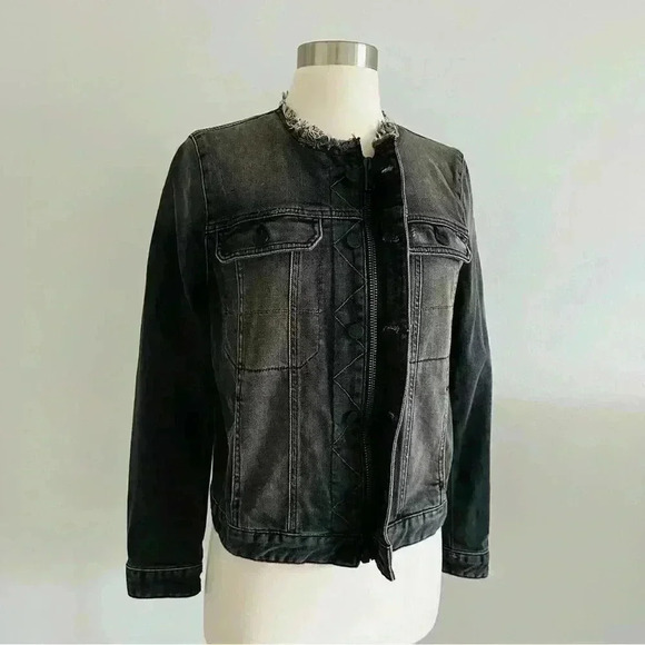 New Zadig & Voltaire Distressed Denim Jacket Sz M - Picture 4 of 12